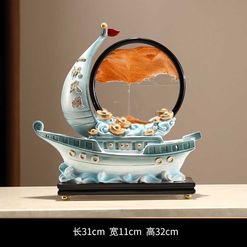 Đồng Hồ Cát Vẽ Tranh Thuyền Buồm Lấp Lánh Sáng Tạo Để Bàn Trang Trí Phòng Khách / Tủ Rượu / Văn Phòng