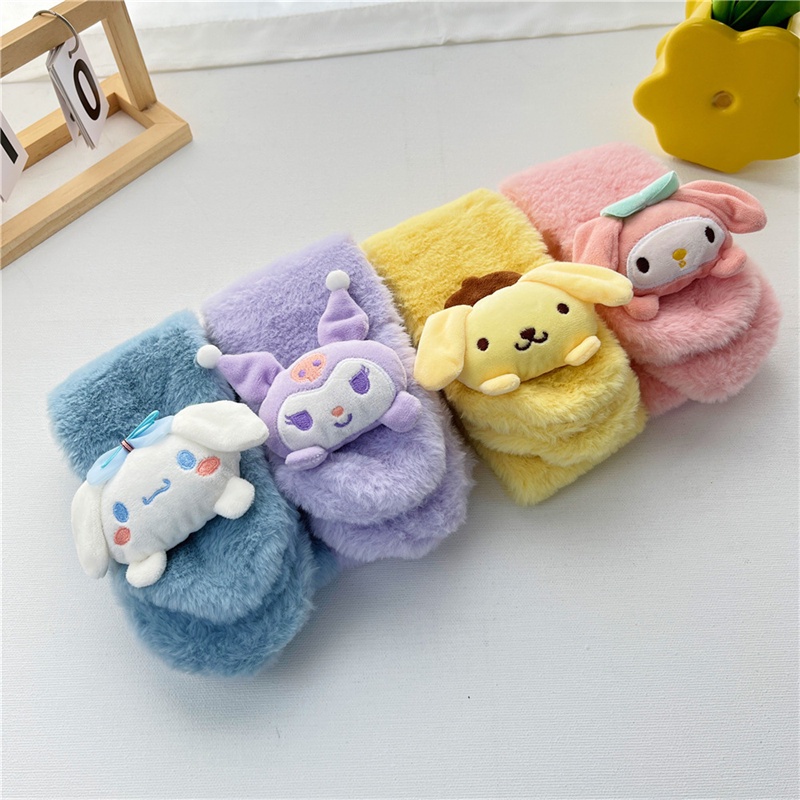 Anime Sanrio Kawai Cinnamoroll Kuromi My Melody Dễ Thương Mềm Mại Bé Gái Hoạt Hình Khăn Quàng Trẻ Em Dày Sang Trọng Khăn Quàng Cổ Trẻ Em