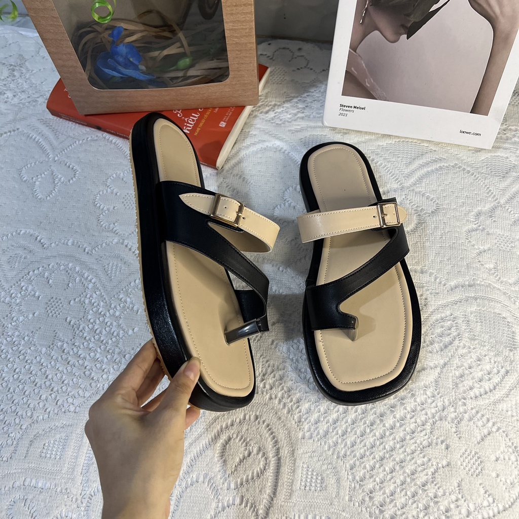 Dép bánh mì xỏ ngón phối màu xinh cao 2 cm size 40-44