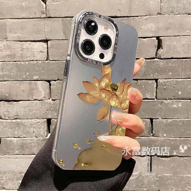 Ốp Điện Thoại Hình Hoa Sen Vàng Cho iphone 15 14 11 pro max x xr xs max 7 8 plus se 2020 12 pro max 12 mini 13 pro max