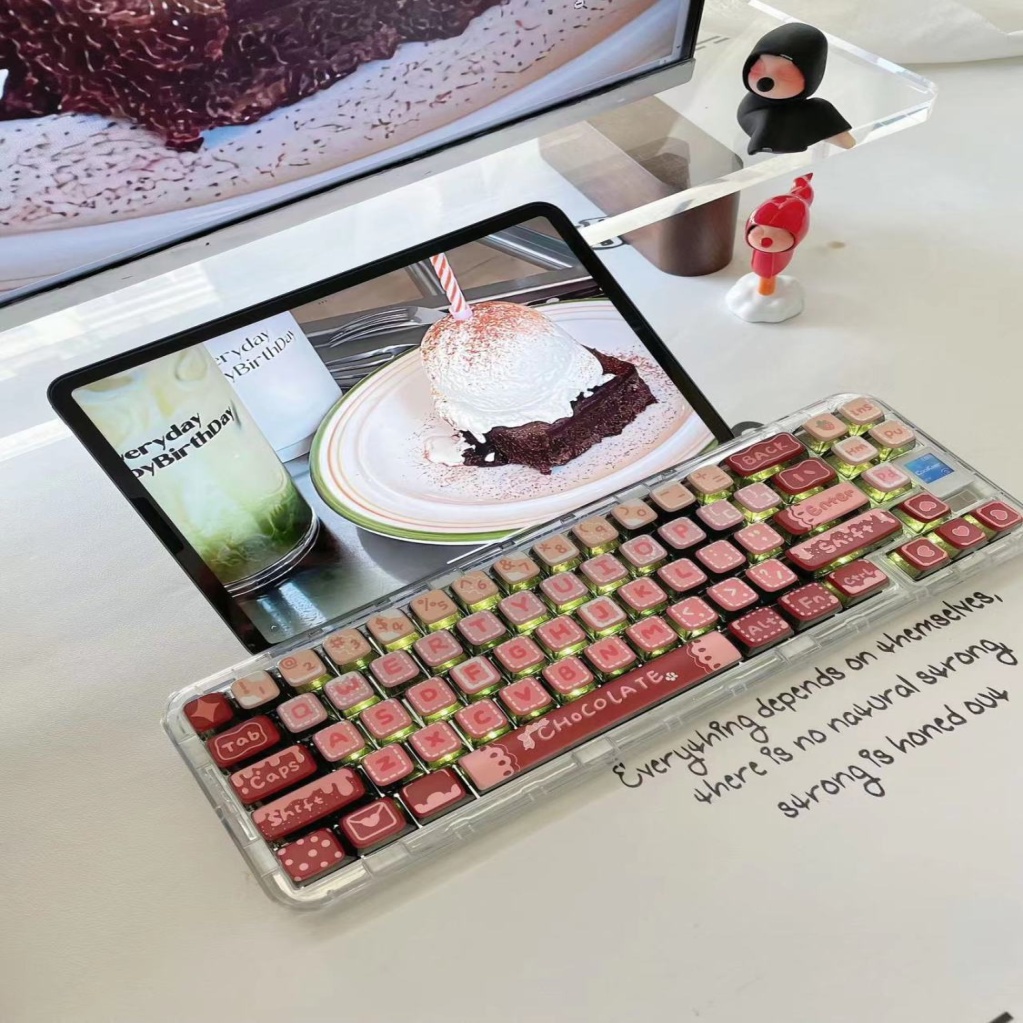 Keycaps dâu tây chứa đầy rượu, keycap 120 phím, thăng hoa PBT, thích hợp cho bàn phím phím 87/68/84/104/108 ​