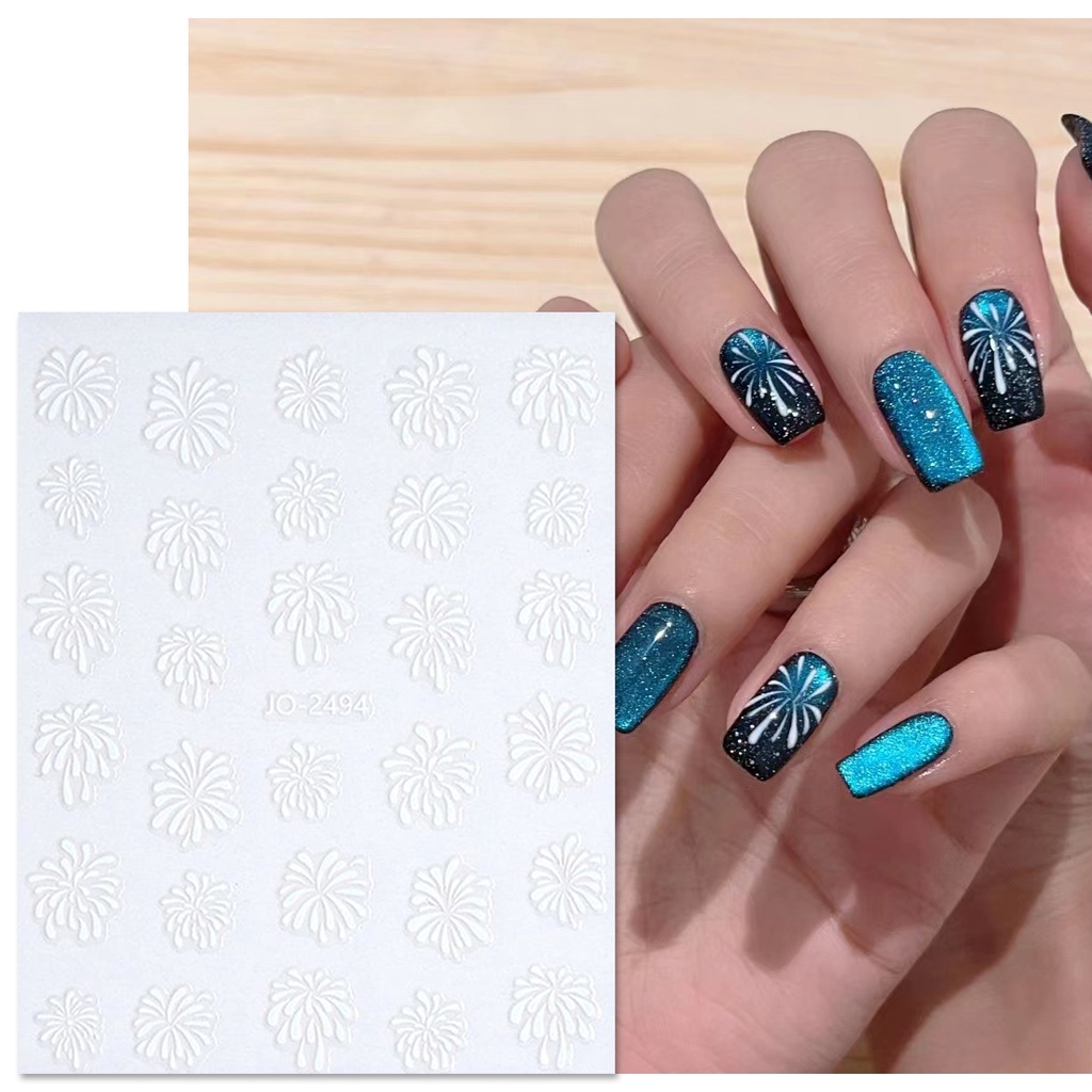 Sticker Dán Móng Tay Nghệ Thuật Họa Tiết Pháo Hoa Nhiều Màu Sắc