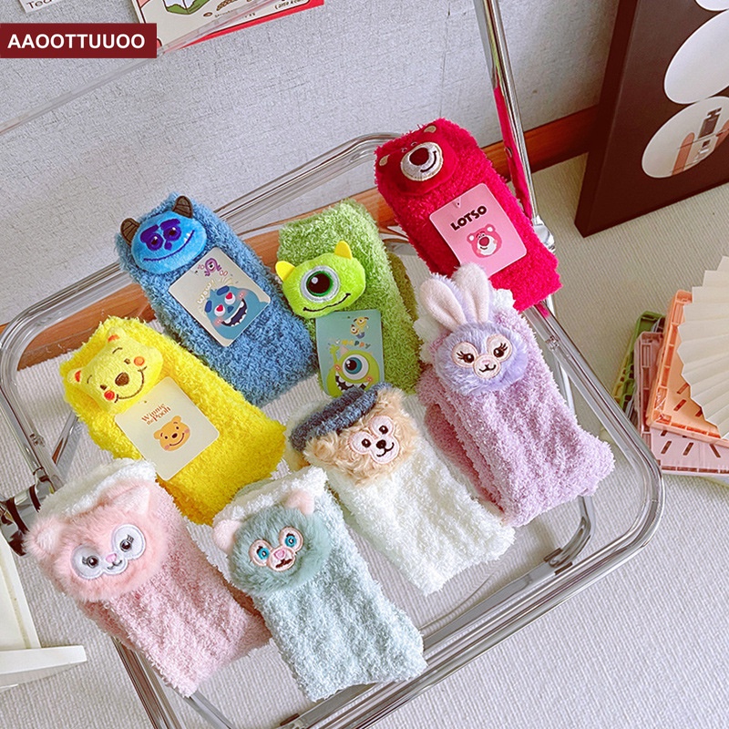 SANRIO Vớ Nhung San Hô Dày Dặn Ấm Áp Họa Tiết Hoạt Hình Dễ Thương Cho Nữ