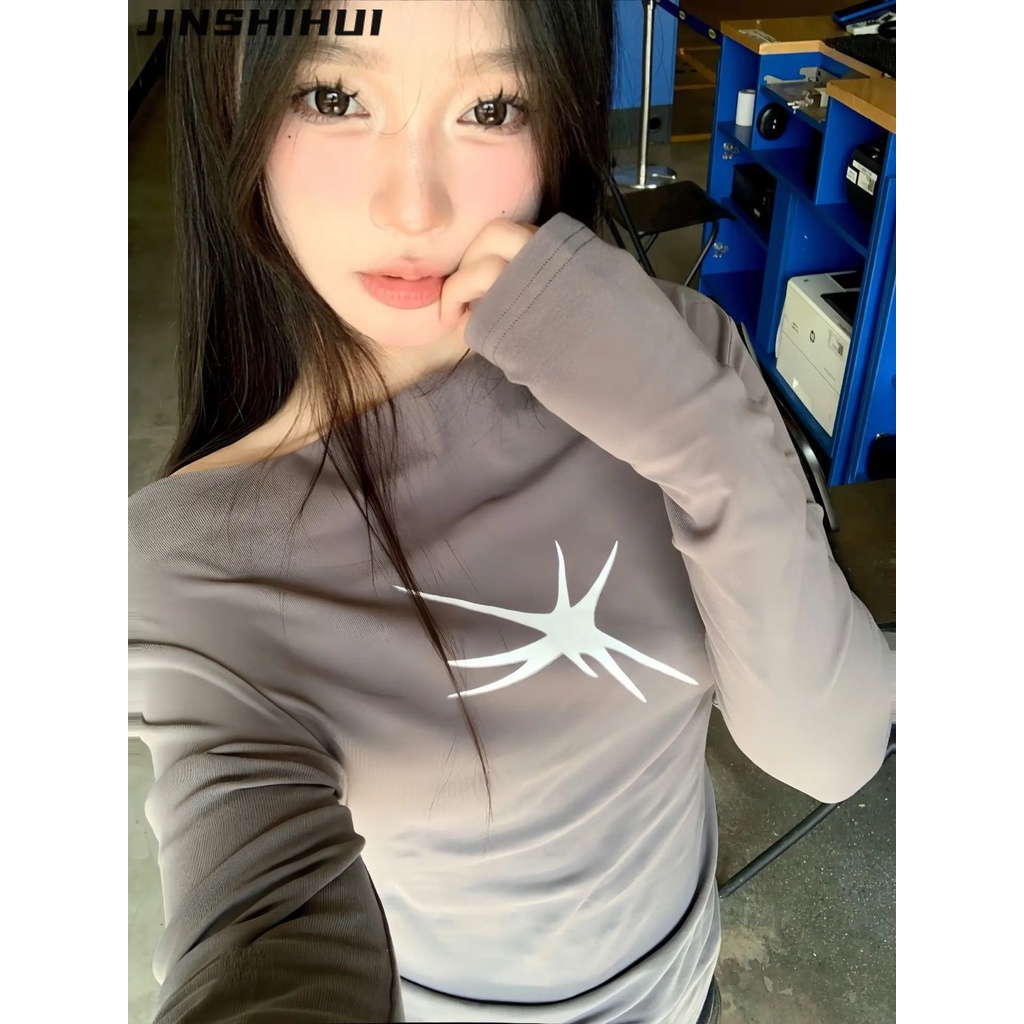 Áo thun croptop JINSHIHUI WMY23A0O8O 42Z231020 thời trang phổ biến cho nữ