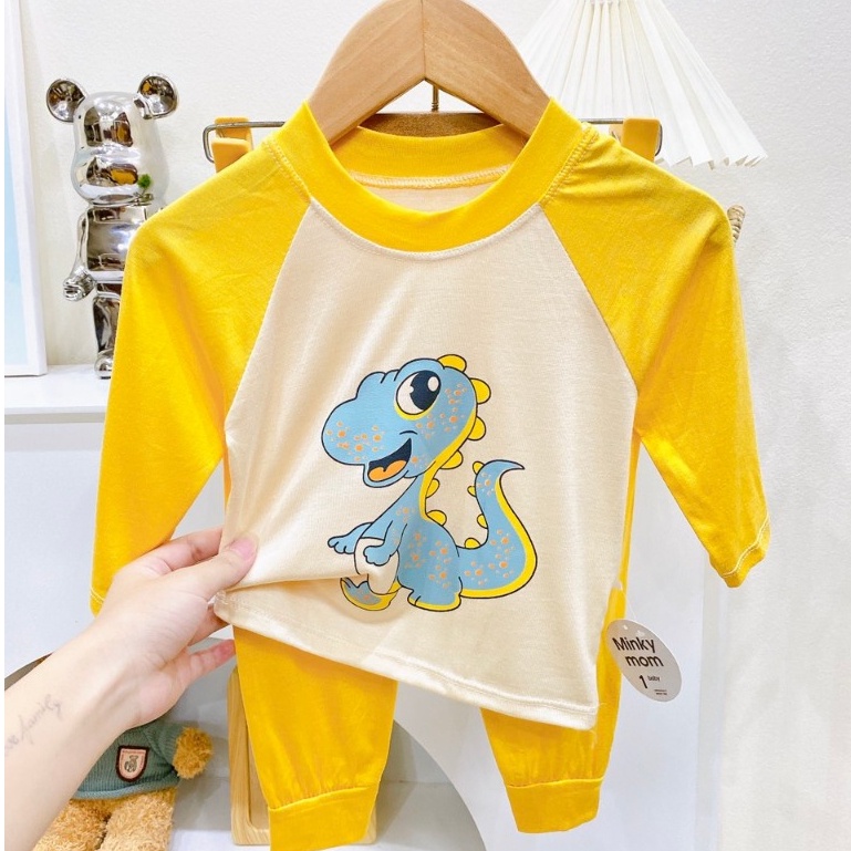 Bộ Dài Tay Thun Lạnh In Hình Con Vật Ngộ Nghĩnh Đáng Yêu Cho Bé Trai Bé Gái