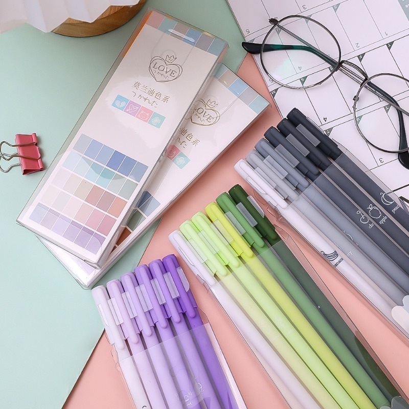 Bộ Bút Kí Tên / Bút morandi Màu Đen Nhanh Khô Kèm Hộp Đựng Tiện Dụng Cho Học Sinh / Văn Phòng