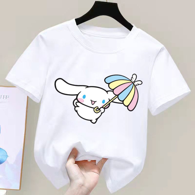SANRIO Cinnamoroll Áo Thun Tay Ngắn y2k Thời Trang Mùa Hè Xinh Xắn Cho Bé Gái