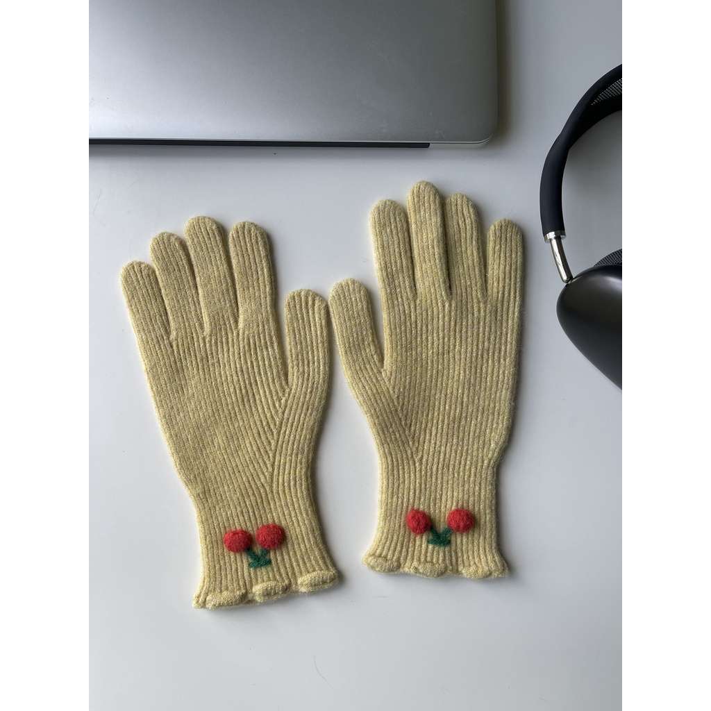 Găng Tay Len Dệt Kim Hở Ngón Màu Trơn Giữ Ấm Mùa Thu Đông Phiên Bản Hàn Quốc Có Thể Chạm Màn Hình Cảm Ứng Dành