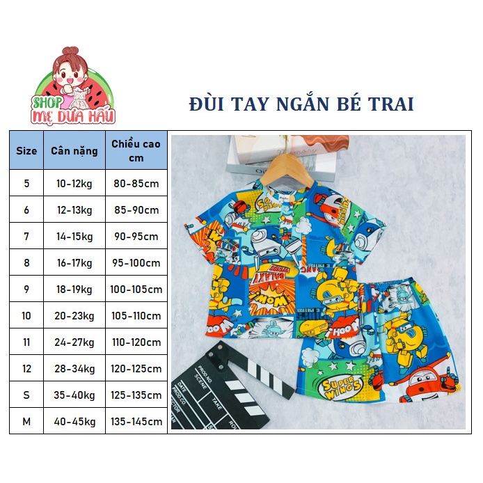 Bộ lanh/tole cộc tay quần đùi bé trai, bộ lanh ngắn bé trai 10-45kg shop mẹ dưa hấu