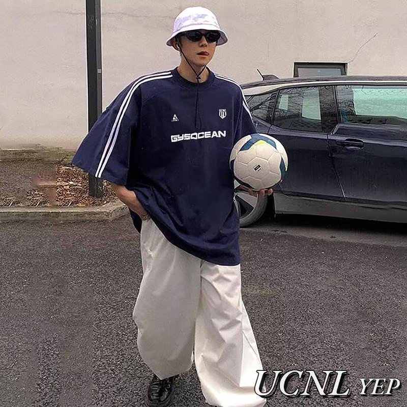 Áo Thun Ngắn Tay Họa Tiết Sọc Ngang Phong Cách Năng Động Trẻ Trung Dành Cho Nam