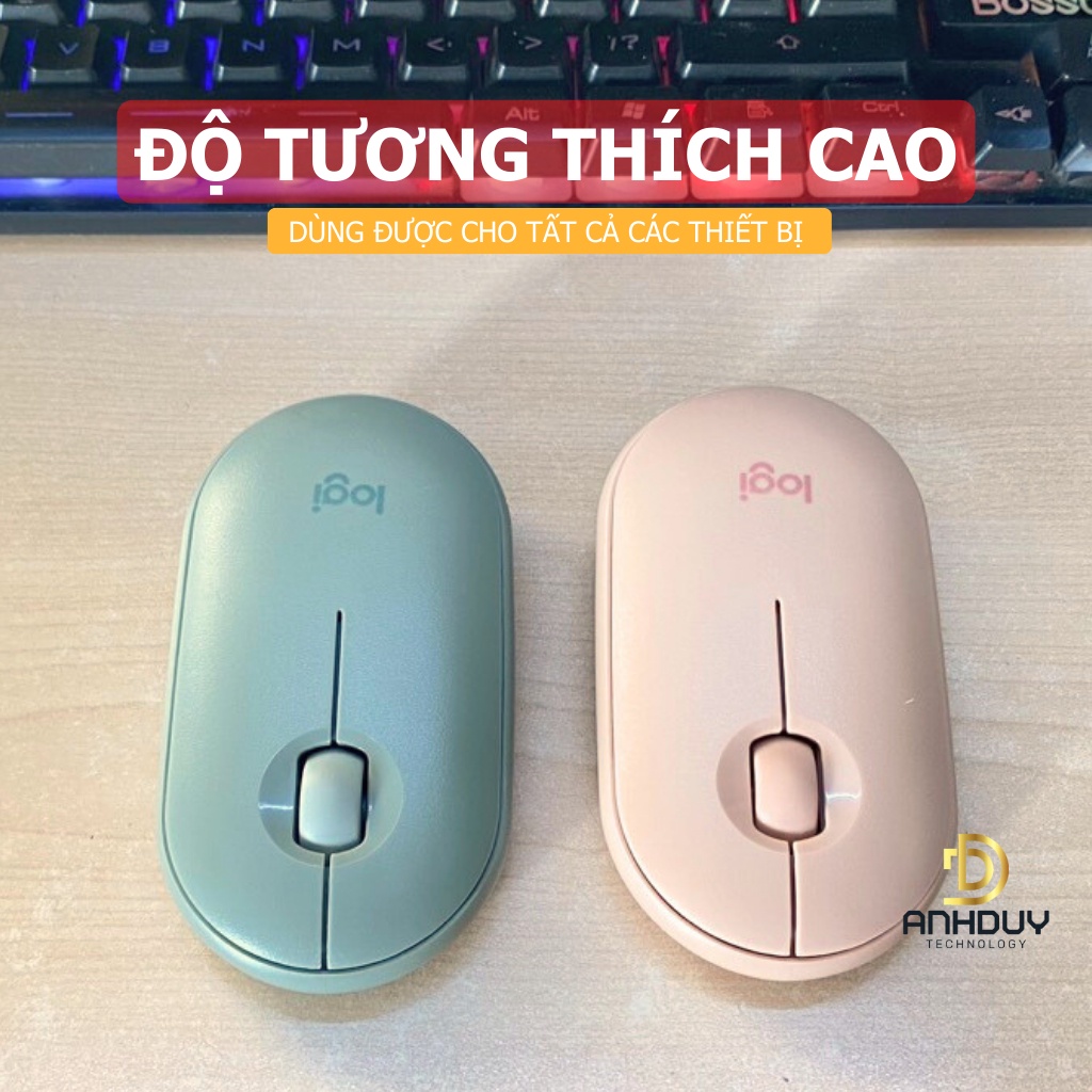Chuột không dây bluetooth Logitech Pebble M350 OEM thiết kế mini click silent 5 màu tùy chọn