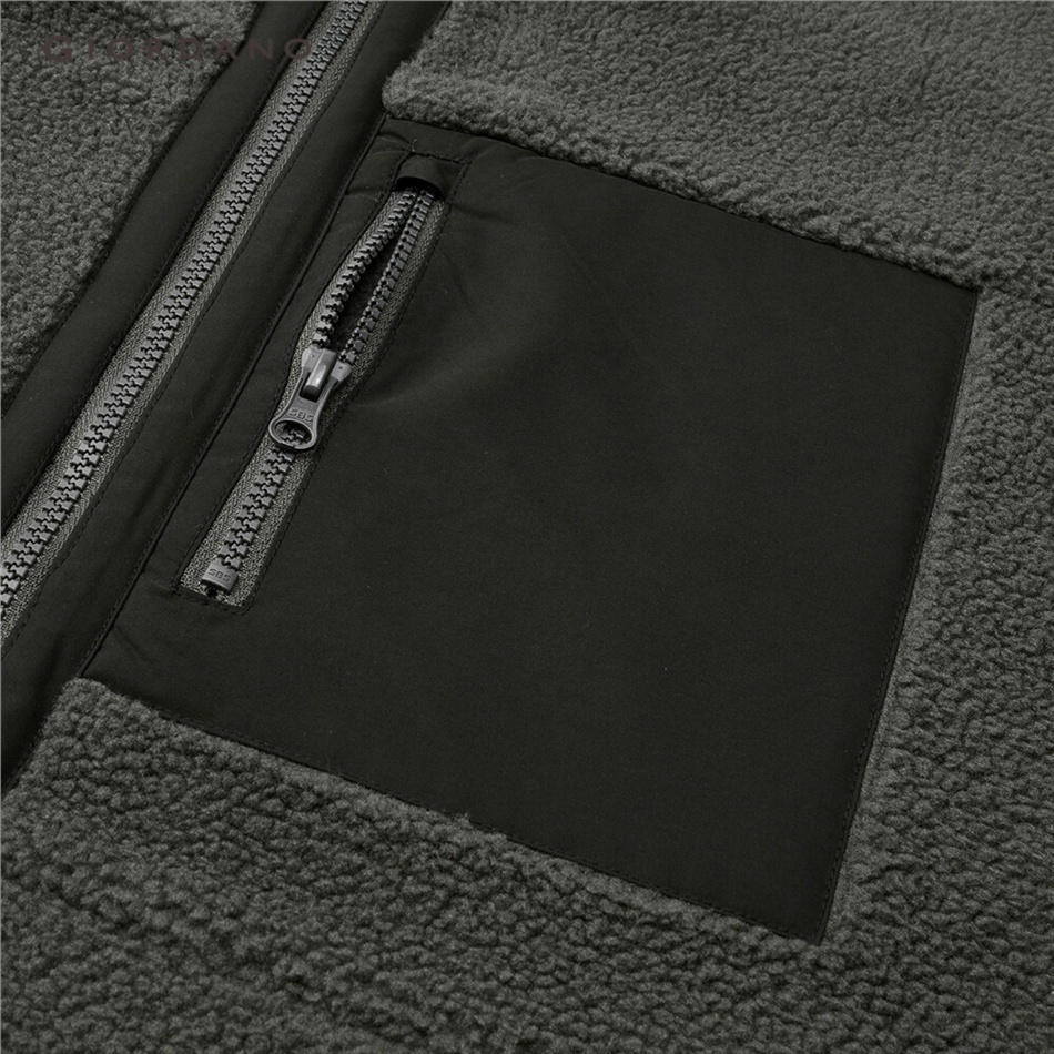 GIORDANO MEN Sherpa fleece collage pocket stand collar jacket 01073866