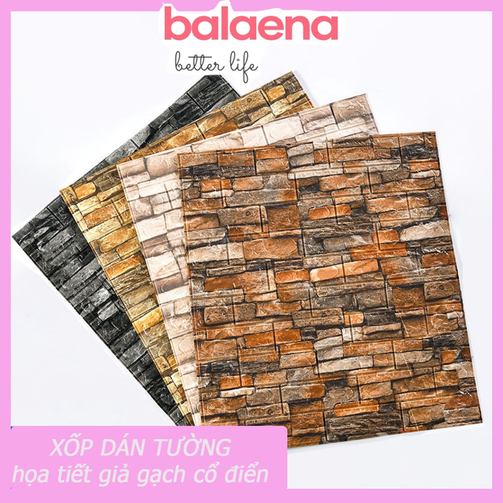 Xốp Dán Tường 3D Giả Gạch kiểu cổ điển kích cỡ lớn 70x77cm, Chống Thấm Nước