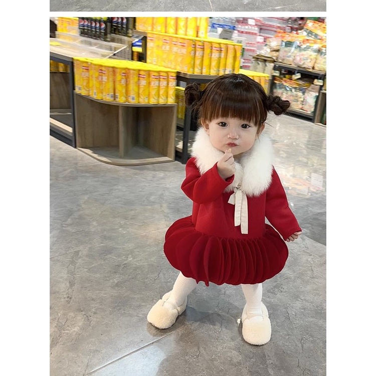Đầm Sườn Xám Màu Đỏ Mừng Năm Mới Cho Bé Gái