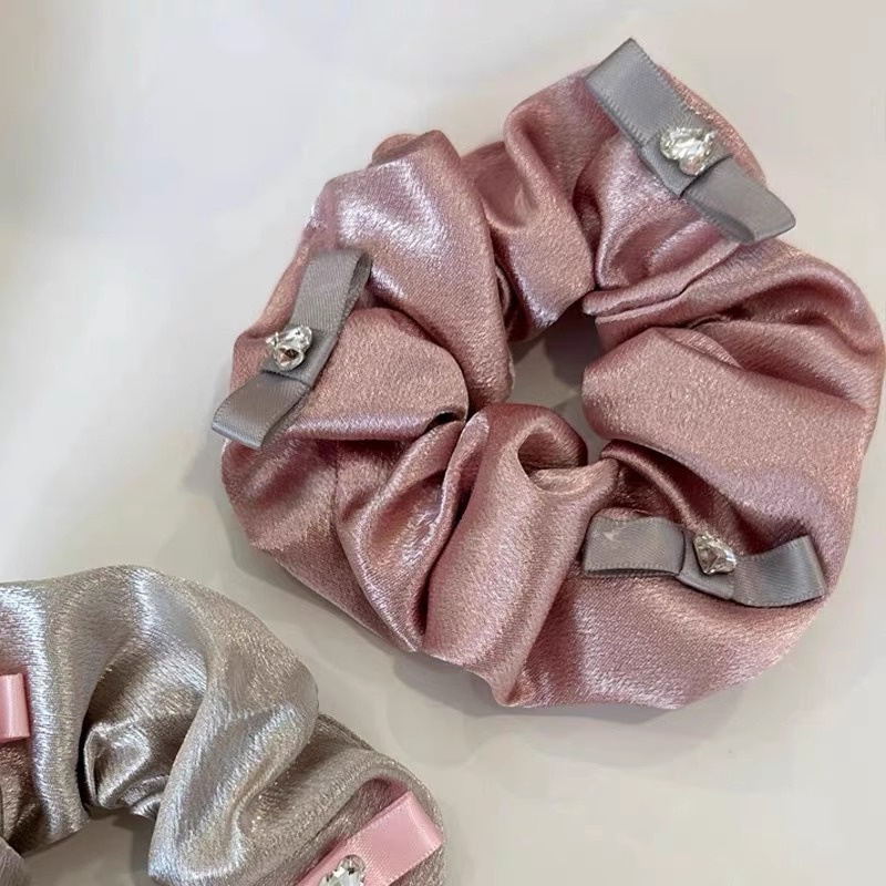 Dây Buộc Tóc Da Bóng Đính Đá Hình Trái Tim Xinh Xắn Cho Nữ