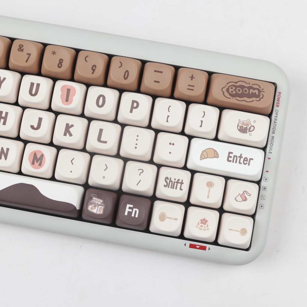 Chocolate Coffee Keycaps MOA Profile Hoạt Hình PBT DYE SUB Bàn Phím Cơ Keycap