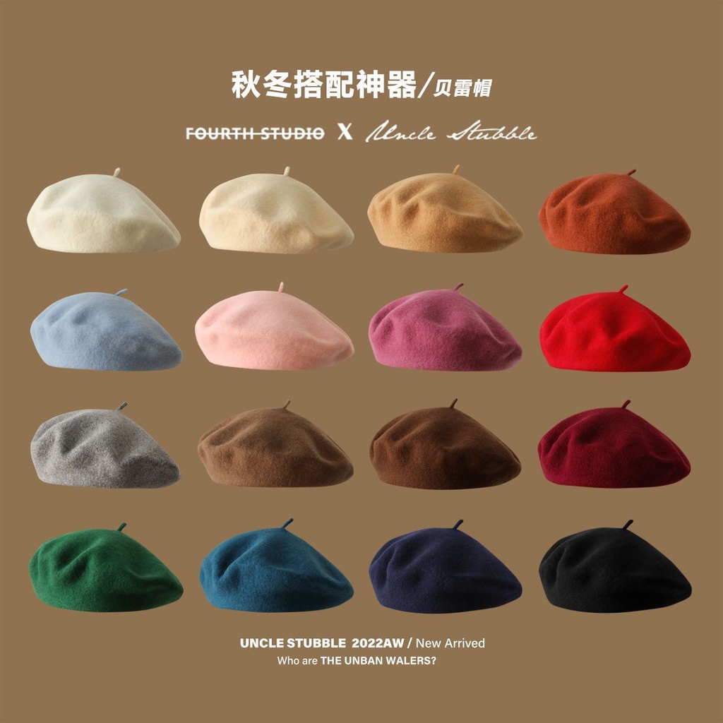 Mũ beret Len Cao Cấp Thiết Kế Trẻ Trung Phong Cách Thu Đông Hàn Quốc