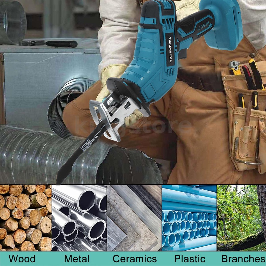 Bộ Cưa Điện Không Dây Cầm Tay Kèm 4 Lưỡi Cưa Dùng Pin 18v