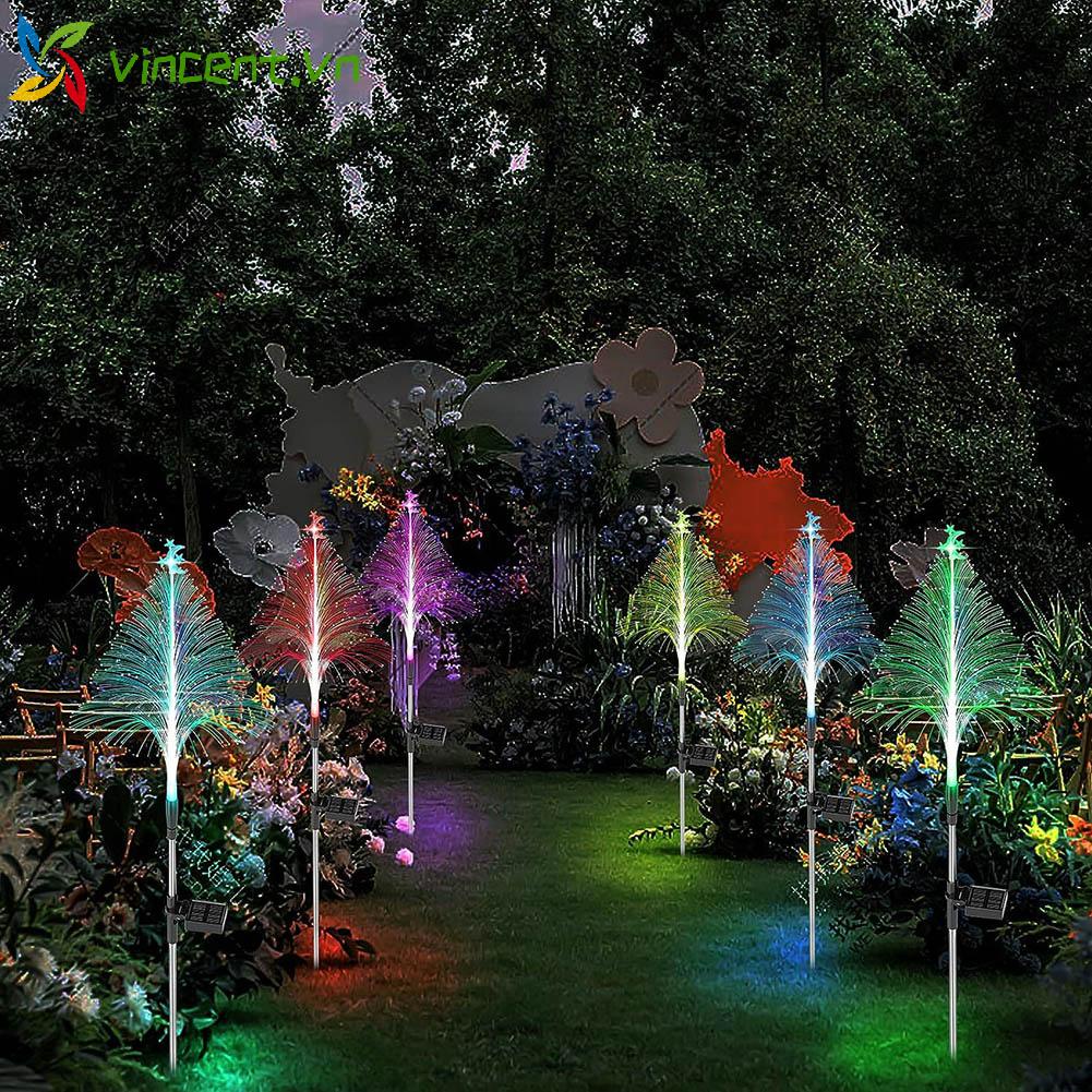 Đèn Sợi Quang Năng Lượng Mặt Trời Thay Đổi 7 Màu Sắc Hình Bông Hoa Dành Cho Vườn Nhà