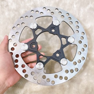 Đĩa Sau size 220mm lắp cho RAIDER/SATRIA mâm zin 3 lỗ_Đĩa Vành thép không rỉ, lòng nhôm CNC anode đen bóng