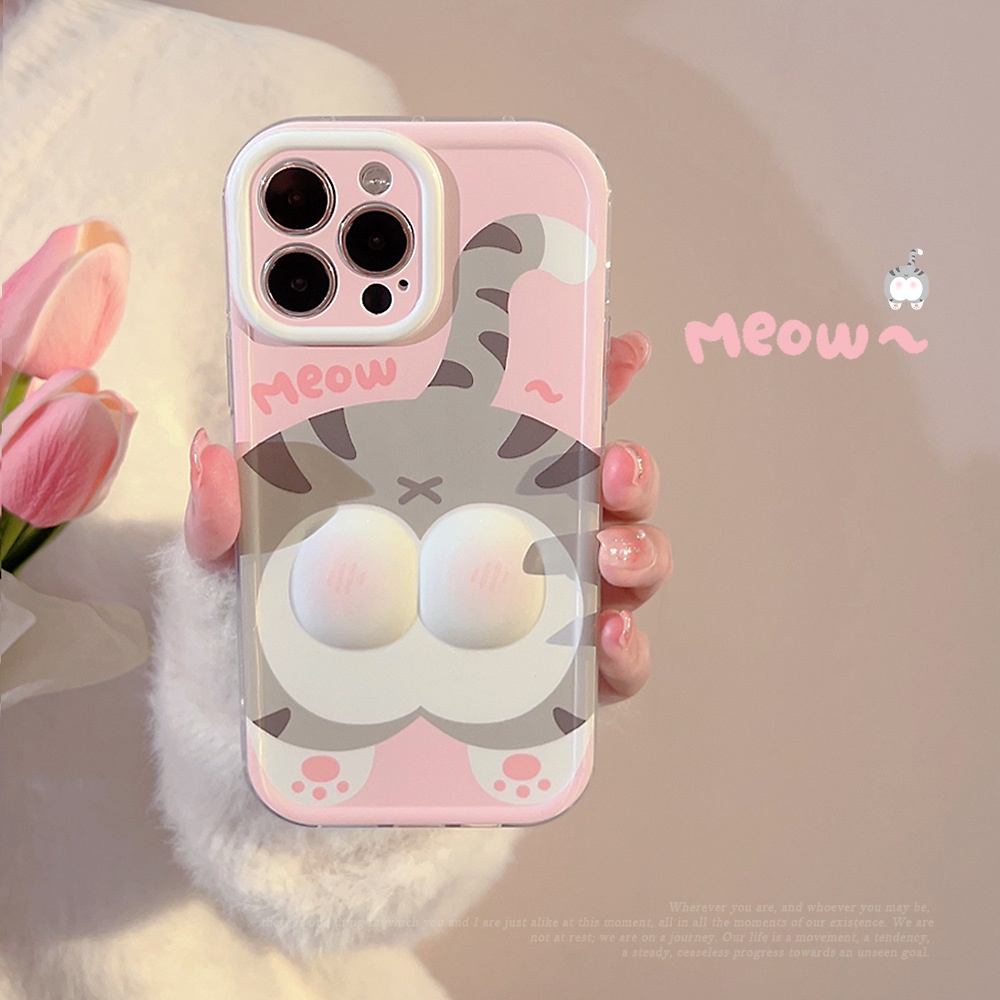 Dễ Thương Ốp Điện Thoại tpu Silicon Hình Mông Mèo Đáng Yêu Cho iphone 11 12 13 14 15 pro max plus x xr xs max