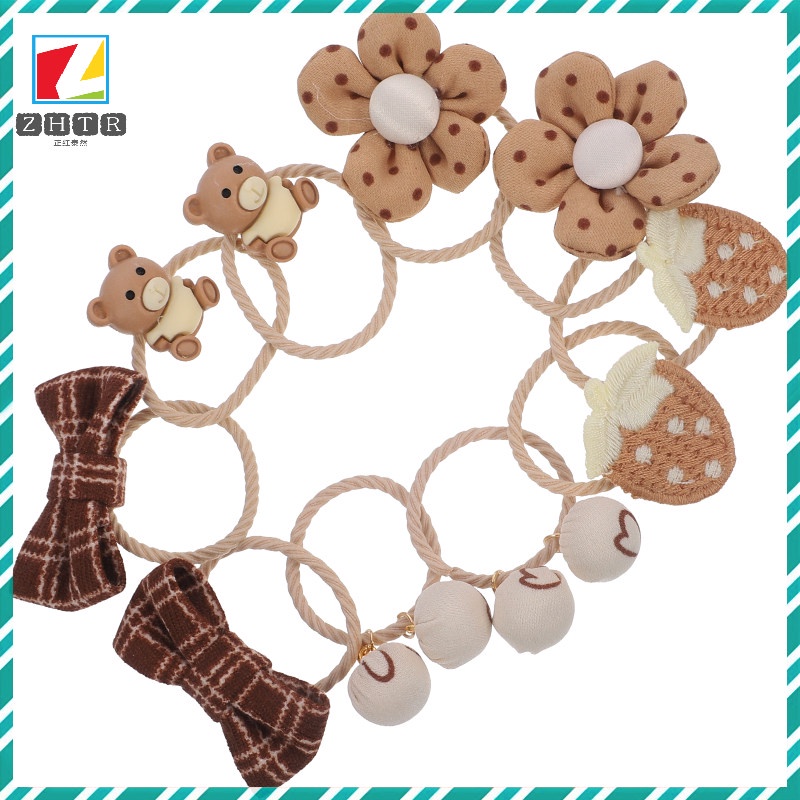 Set 5 Cặp Dây Buộc Tóc Đính Nơ Dễ Thương Cho Bé Gái