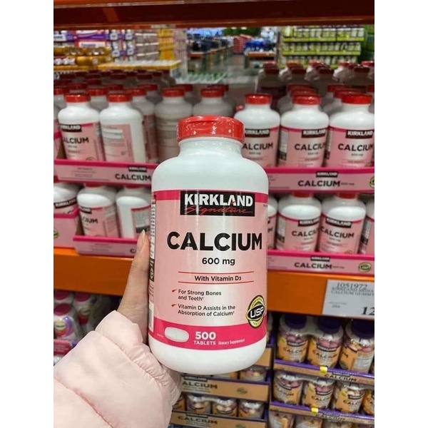 Viên uống Canxi hồng Kirkland Calcium 600mg Vitamin D3 500viên- Bổ sung Canxi, ngừa loãng xương