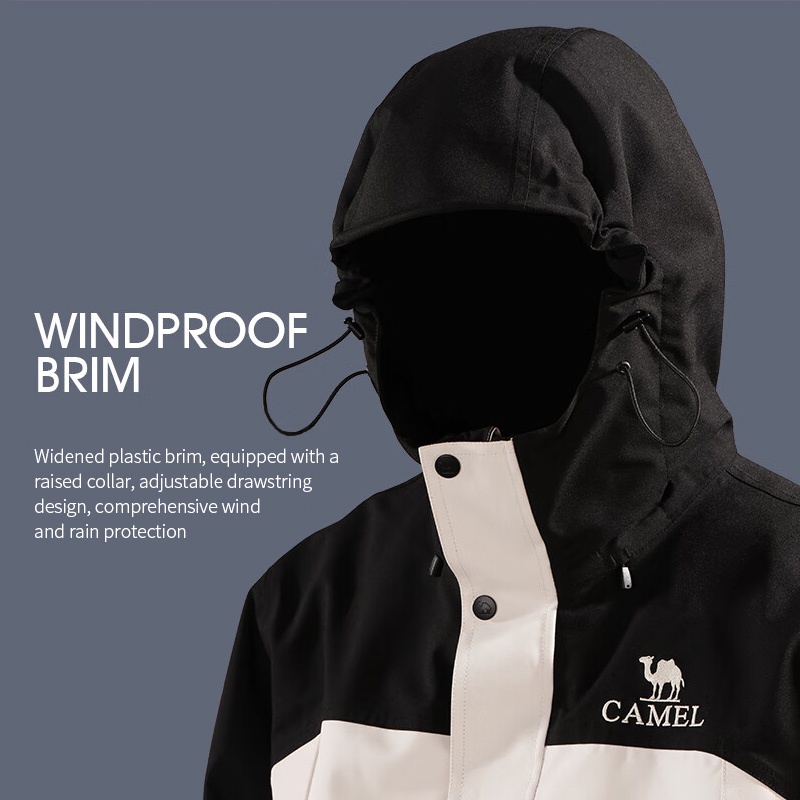 CAMEL SPORTS Áo Khoác Thể Thao Có Nón Tháo Rời Được Chống Thấm Nước Cho Nam Nữ