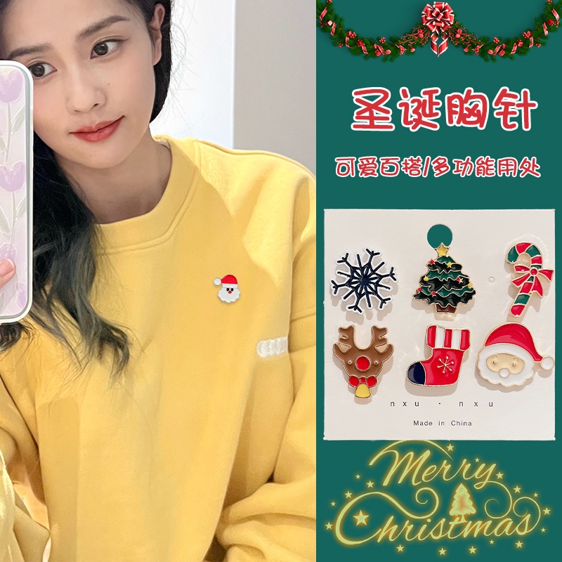 Set 6 Ghim Cài Áo Tạo Hình Chủ Đề Giáng Sinh Dễ Thương Cá Tính Dành Cho Cả Nam Và Nữ