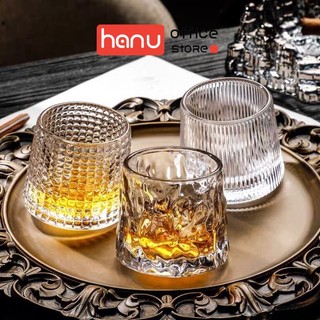 Cốc thủy tinh, Ly thủy tinh Xoay cao cấp đế lồi 170ml, Ly ngoại họa tiết hiện đại dày dặn