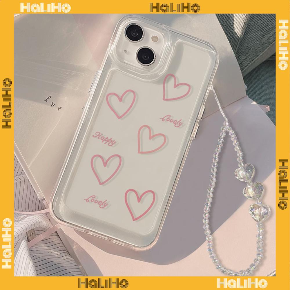 Ốp lưng iPhone 15 Pro Max Vỏ iPhone Vỏ Trong Suốt TPU Mềm Mạ Điện Nút Dây Vòng Tay Trái Tim Màu Đỏ Đơn Giản Tương Thích Với iPhone 14 13 Pro Max 12 Pro Max 11 XS 7Plus 8Plus