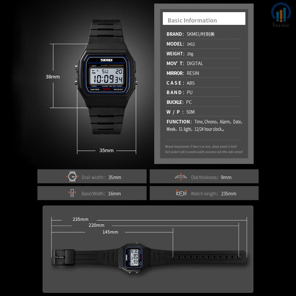 SKMEI 1412 Men's Fashion Watch with Leather Strap - Analog Digital Display and Backlight