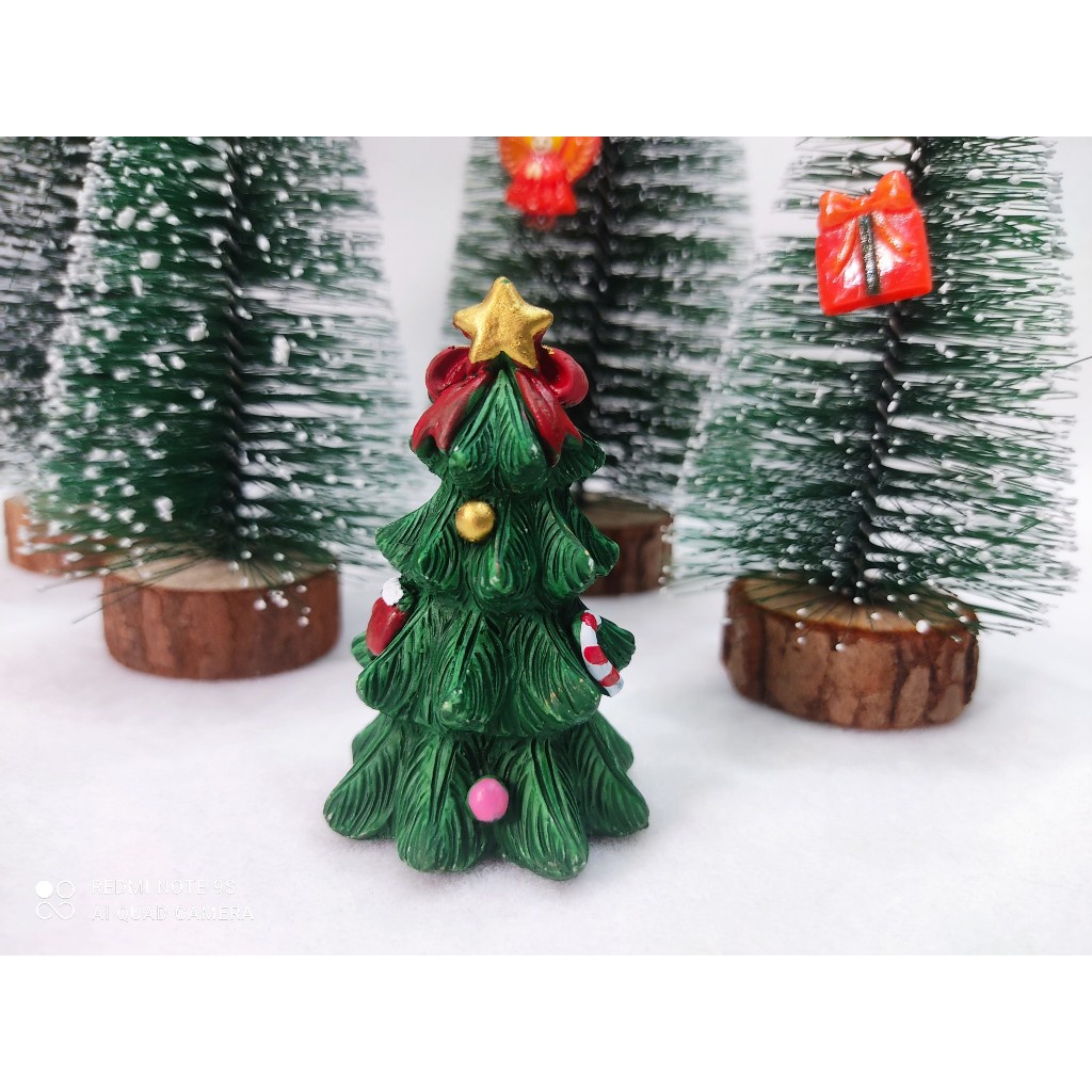 Mô hình ông già noel, người tuyết, cây thông size lớn trang trí bàn học giáng sinh, decor bàn làm việc Christmas