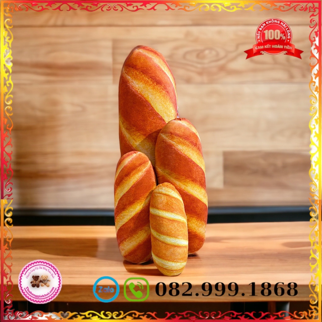Gối Ôm Bánh Mì 3D Cao 50cm Gối Ôm Dành Cho Bé. Chất Liệu Vải Nhung, Được In Hình 3D, Hàng An Toàn Cho Bé.