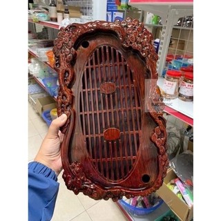 Khay trà giả gỗ, khay trà tùng hạc điêu khắc giả gỗ cực đẹp, khay trà nhựa giả gỗ sang trọng - gia dụng electronic