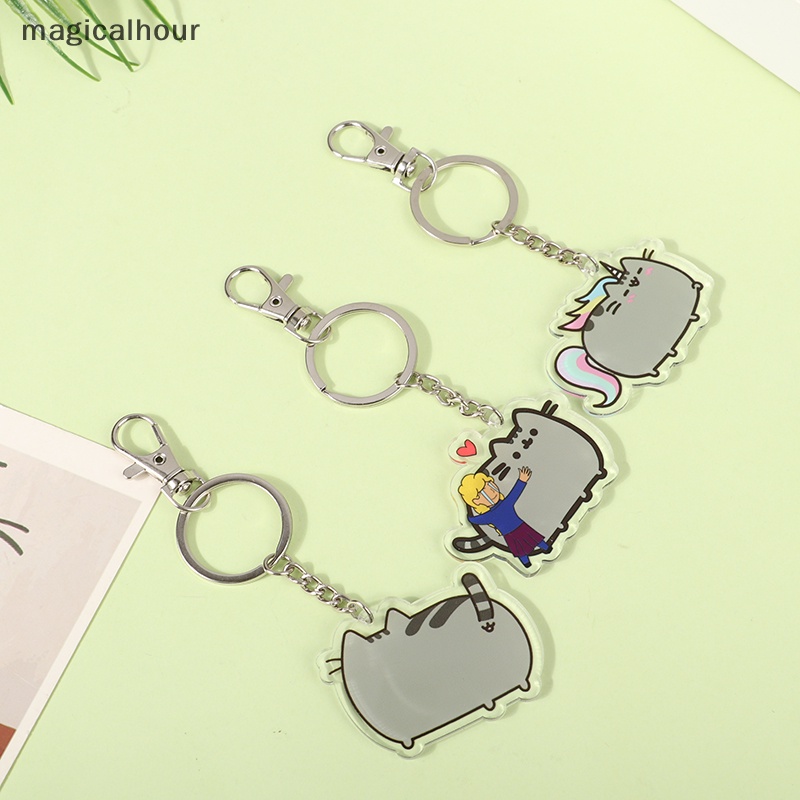 Magicalhour ^ ^ Móc Khóa acrylic Hình Mèo Pusheen Hoạt Hình Nhật Bản Đáng Yêu * Phụ Kiện Mới