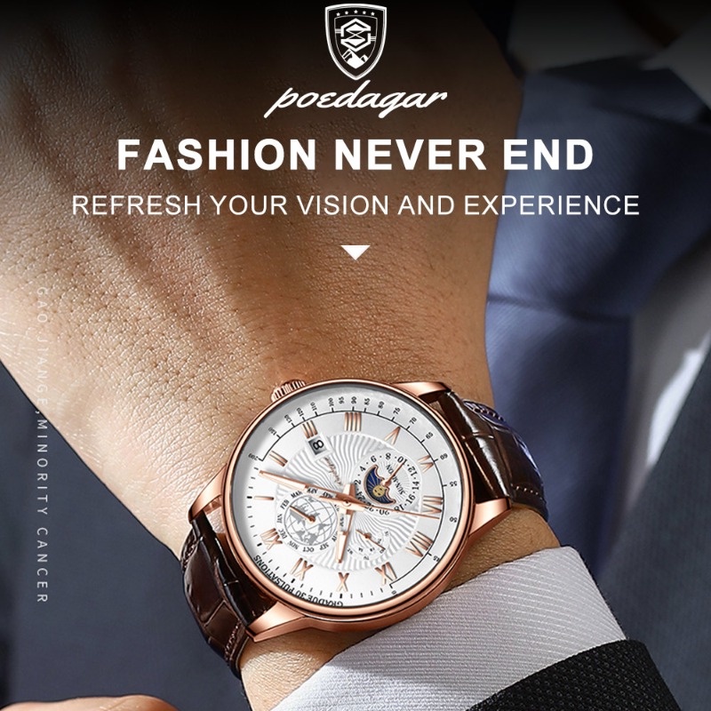 Poedagar Đồng Hồ Thạch Anh Chống Thấm Nước Trang Trí Mắt Nhỏ Thụy Sĩ Chính Hãng Cho Nam