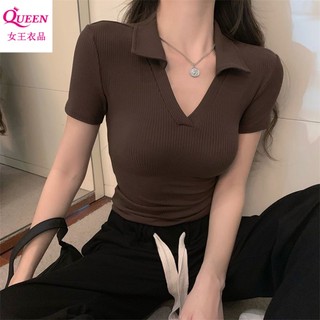 Áo Thun Ngắn Tay Cổ Chữ v Màu Sắc Thời Trang Cho Nữ