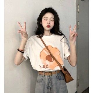 Áo thun nữ form rộng Guguno cotton cổ tròn in basic (A)