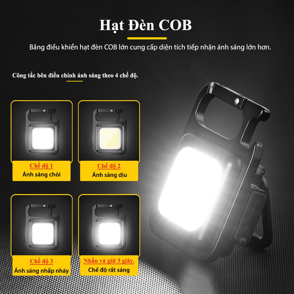 Móc Chìa Khoá Đèn Pin Đèn Led COB Mini Nam Châm Đa Năng Bỏ Túi Tiện Dụng Mang Theo Du Lịch Dã Ngoại