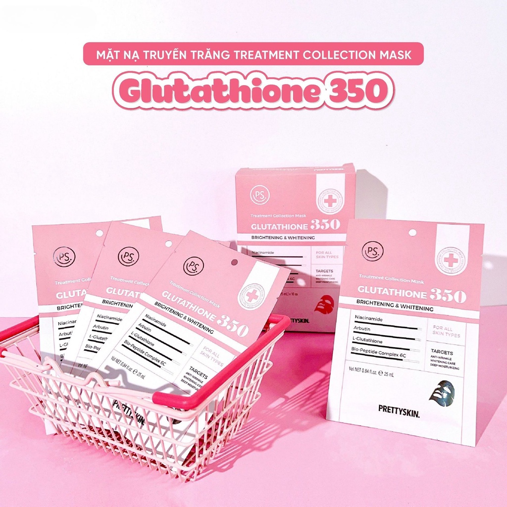 Mặt nạ truyền trắng mờ nếp nhăn Pretty Skin Glutathione 350 miếng 25g