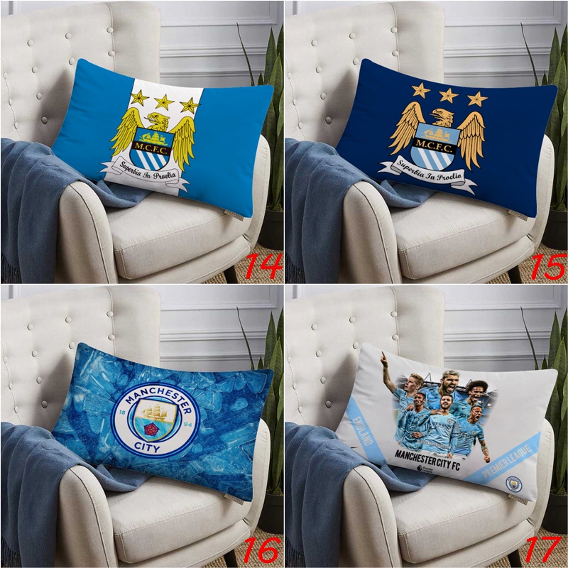 Vỏ Gối polyester In Hình logo Câu Lạc Bộ Bóng Đá manchester city Một Mặt Trang Trí Nhà Cửa