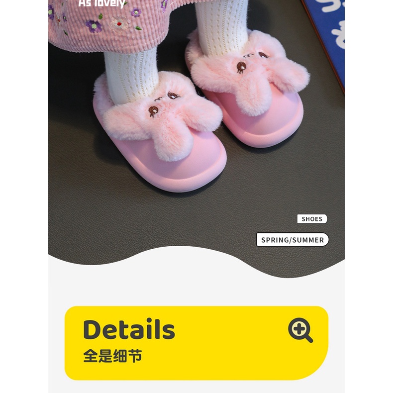 Dép Bông cotton Đi Trong Nhà Chống Trượt Giữ Ấm Mùa Thu Đông Cho Bé Gái