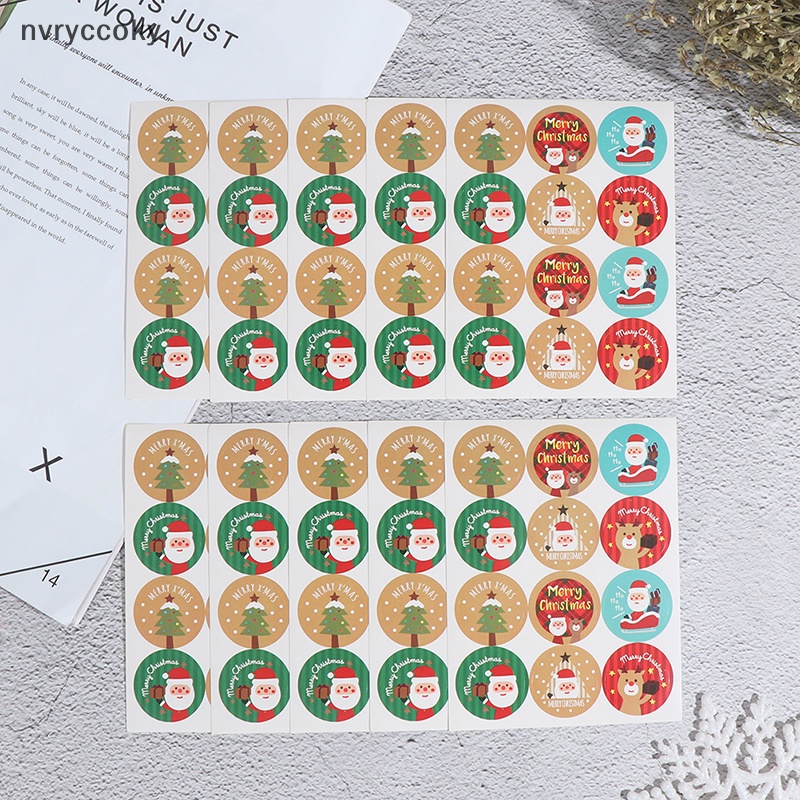 Set 120 Nhãn Dán Tròn Trang Trí Quà Giáng Sinh