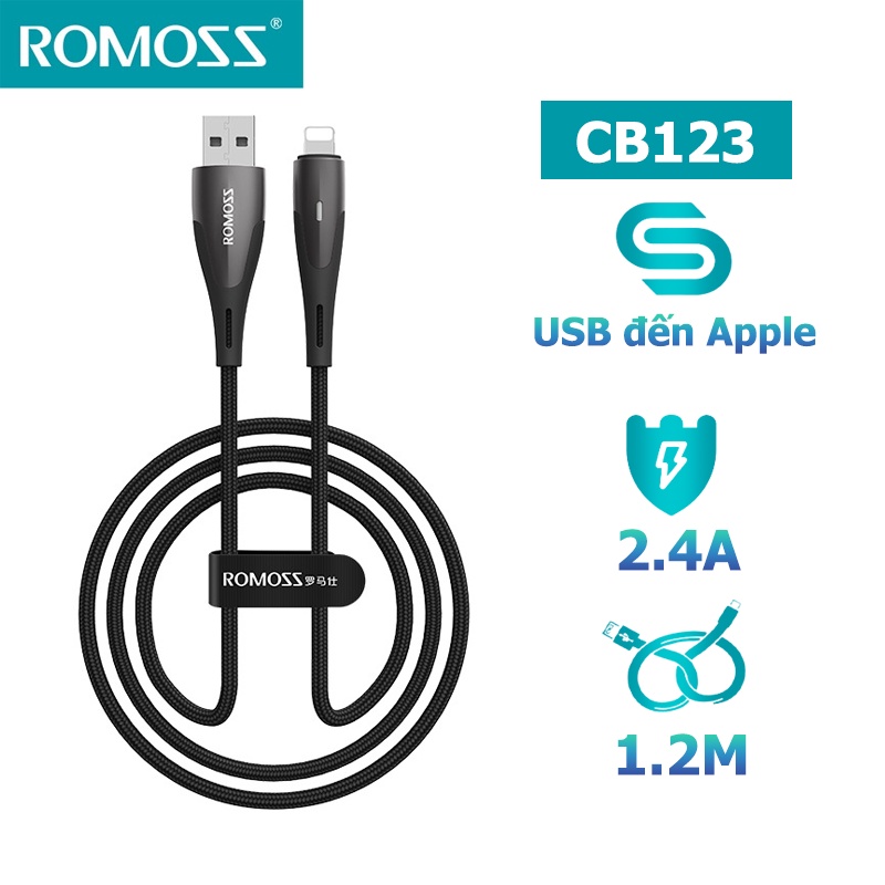 Cáp Sạc ROMOSS CB123 Chiều Dài 1.2M Dây Dù Chống Rối