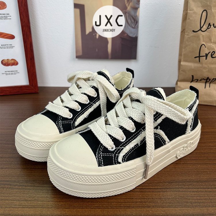 Giày Thể Thao Vải Bạt Cổ Thấp Thời Trang Hàn Cho Nữ