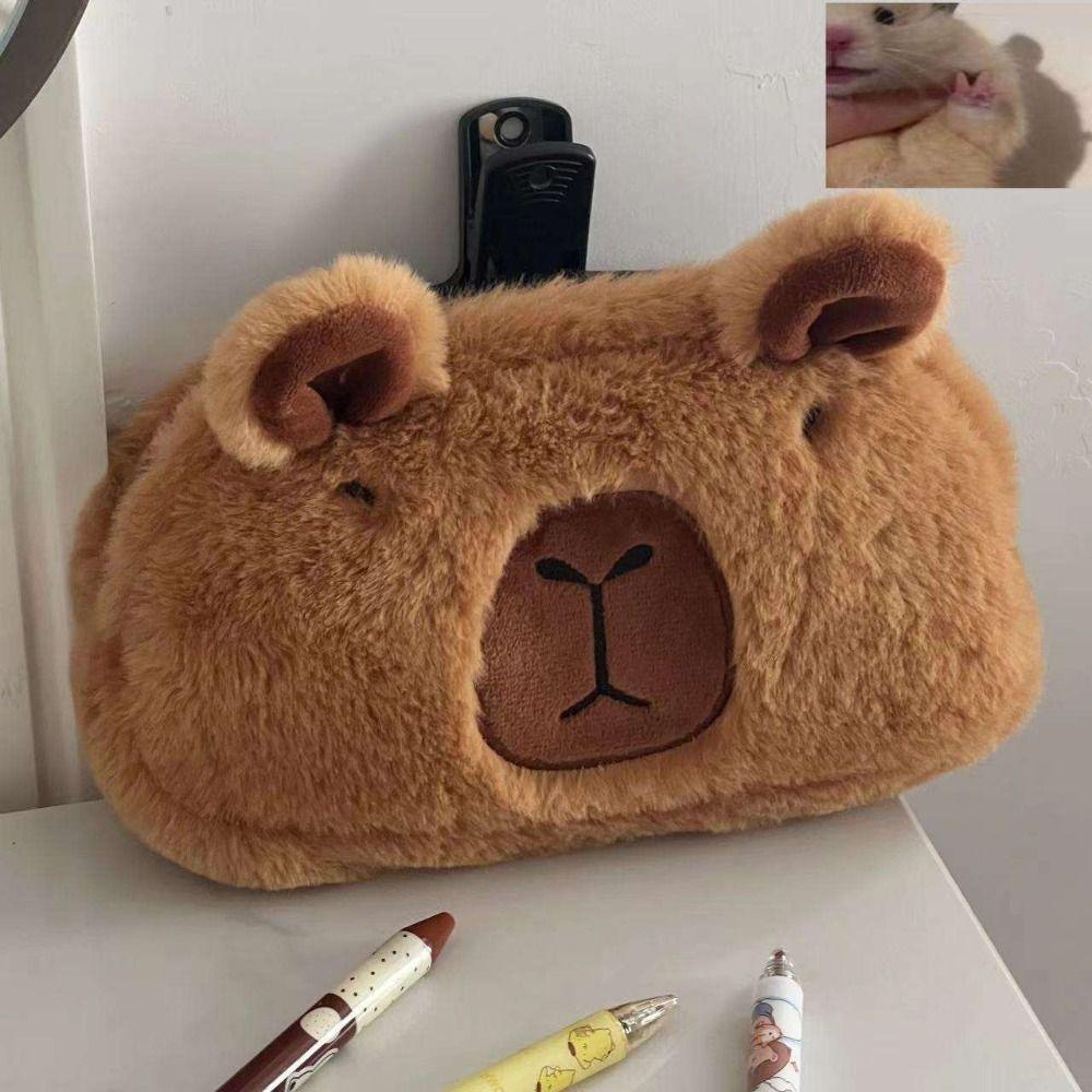 Lanfy Túi Đựng Bút Hình Búp Bê capybara Nhồi Bông Mềm Mại