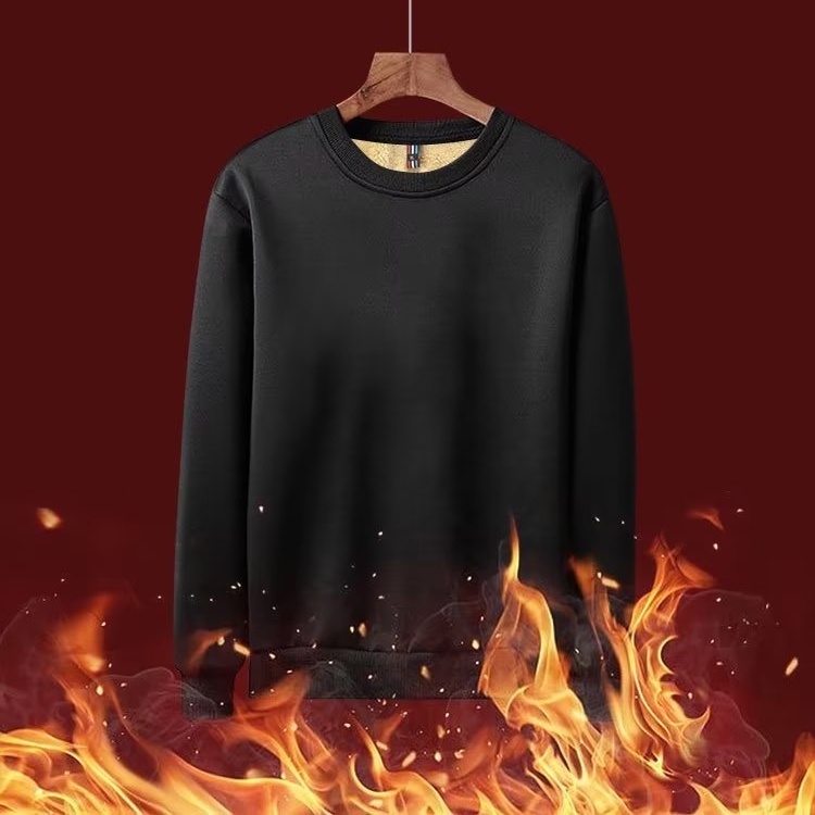 M-5XL Áo Giữ Nhiệt Nam Áo giữ nhiệt nỉ nam Áo Thun Tay Dài Màu Đen Lót Lông Dày Dặn Giữ Ấm Cơ Bản Cho Nam