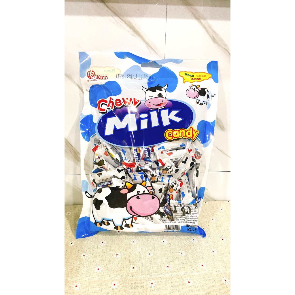 Bịch 400g kẹo mềm sữa bò Chewy Cansy Milk Kico, Date mới 12 tháng.