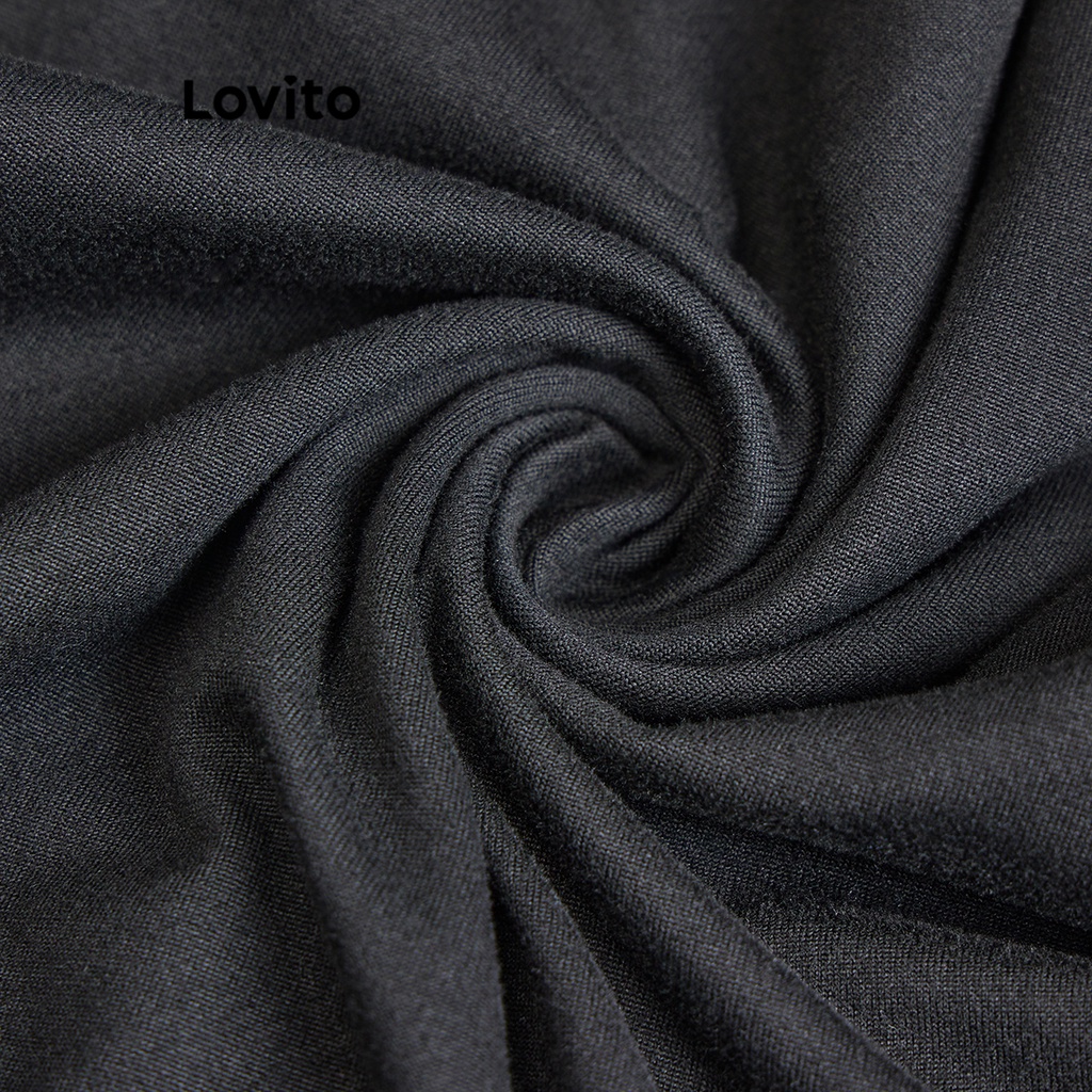 Lovito Áo thun xếp nếp trơn đơn giản dành cho nữ L71ED031